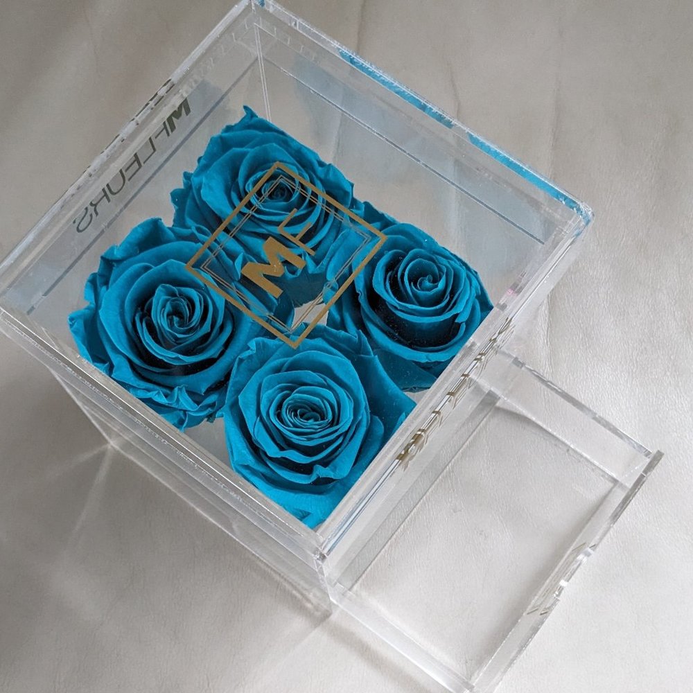 Acrylic jewelry box with preserved roses